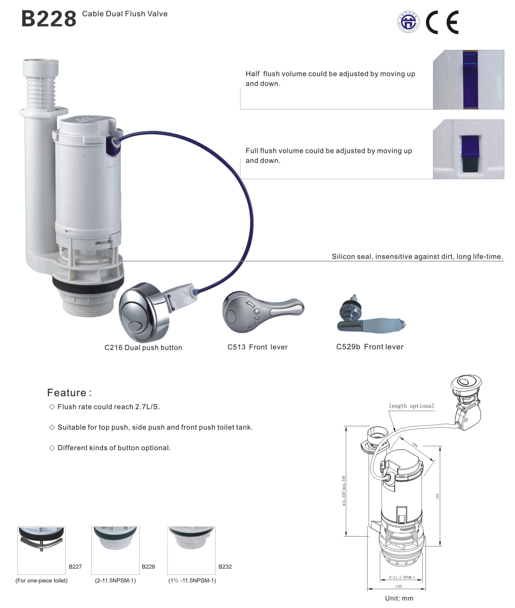 صمام تدفق مزدوج للكابل B228 1