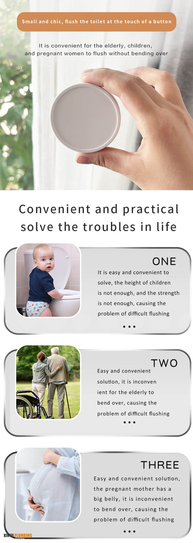 تدفق المرحاض اللاسلكي مع زر الضغط QBO-W 17