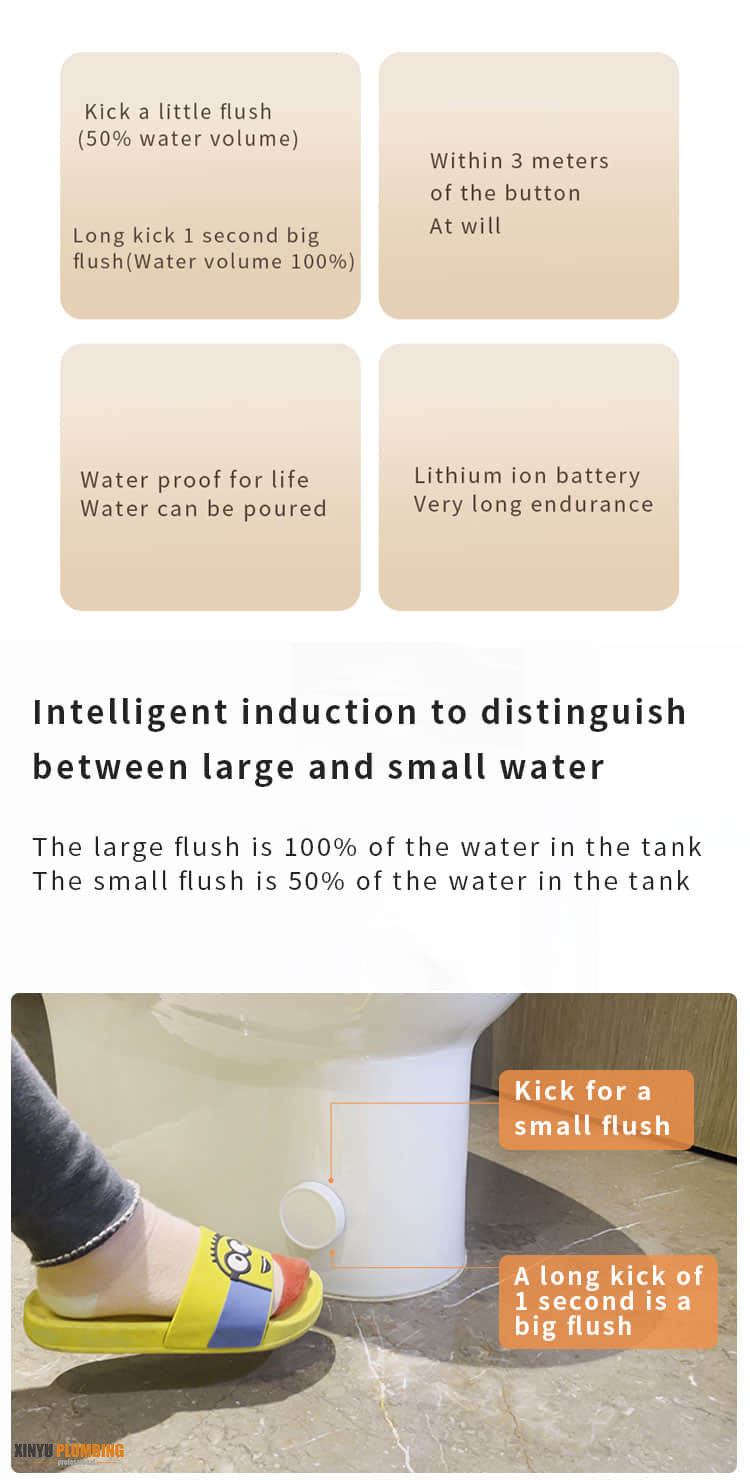 تدفق المرحاض اللاسلكي مع زر الضغط QBO-W 6