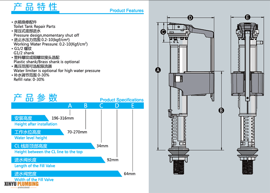 J108 صمام تعبئة قابل للتعديل 